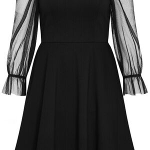 City Chic Alannah Mesh Sleeve Mini Dress - black